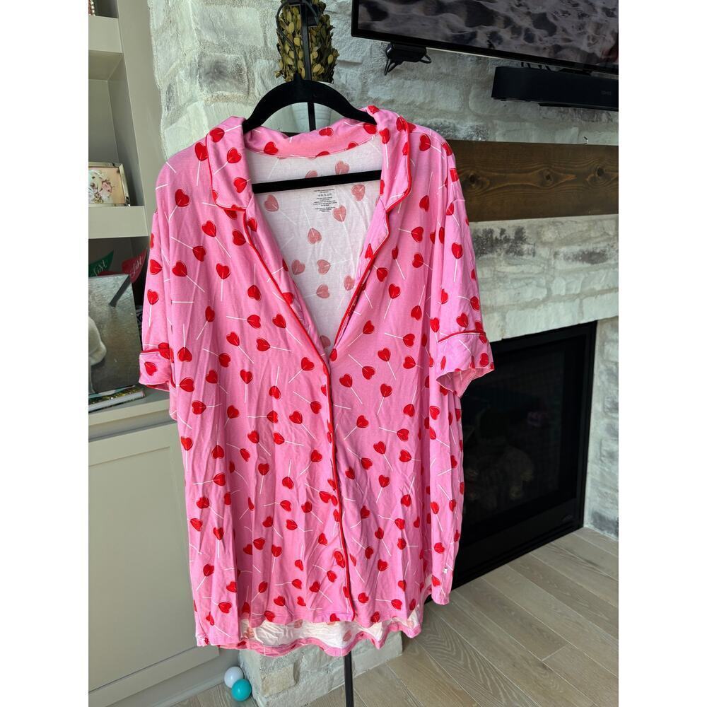 Little Pajama Co Women’s Pink Lollipop Hearts Shirt and Pajama Set Size XXL